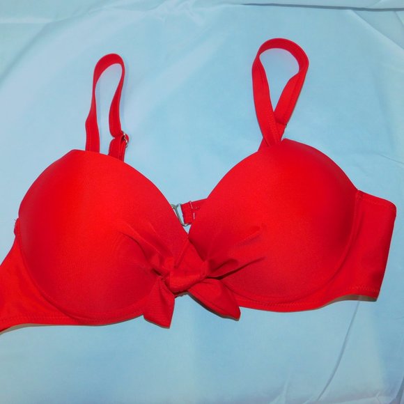 NEW SCENNEK 2 pc. Bikini Red top/Black/Red bottoms Small - Picture 3 of 7